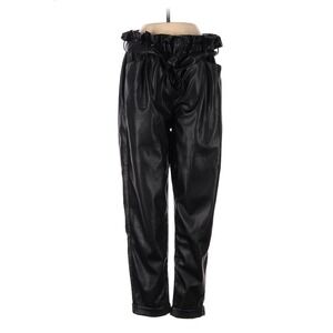 Altar'd State Black Faux Leather Paperbag Waist‎ Tie Front Pants Womens Size XS